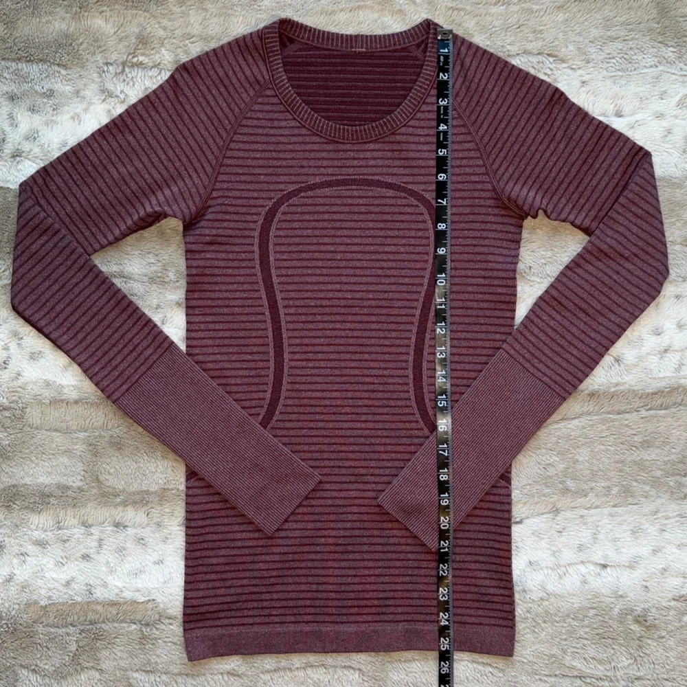 Lululemon Swiftly Tech Long Sleeve Crew in Heathered Bordeaux Drama Size 4 - Picture 8 of 15